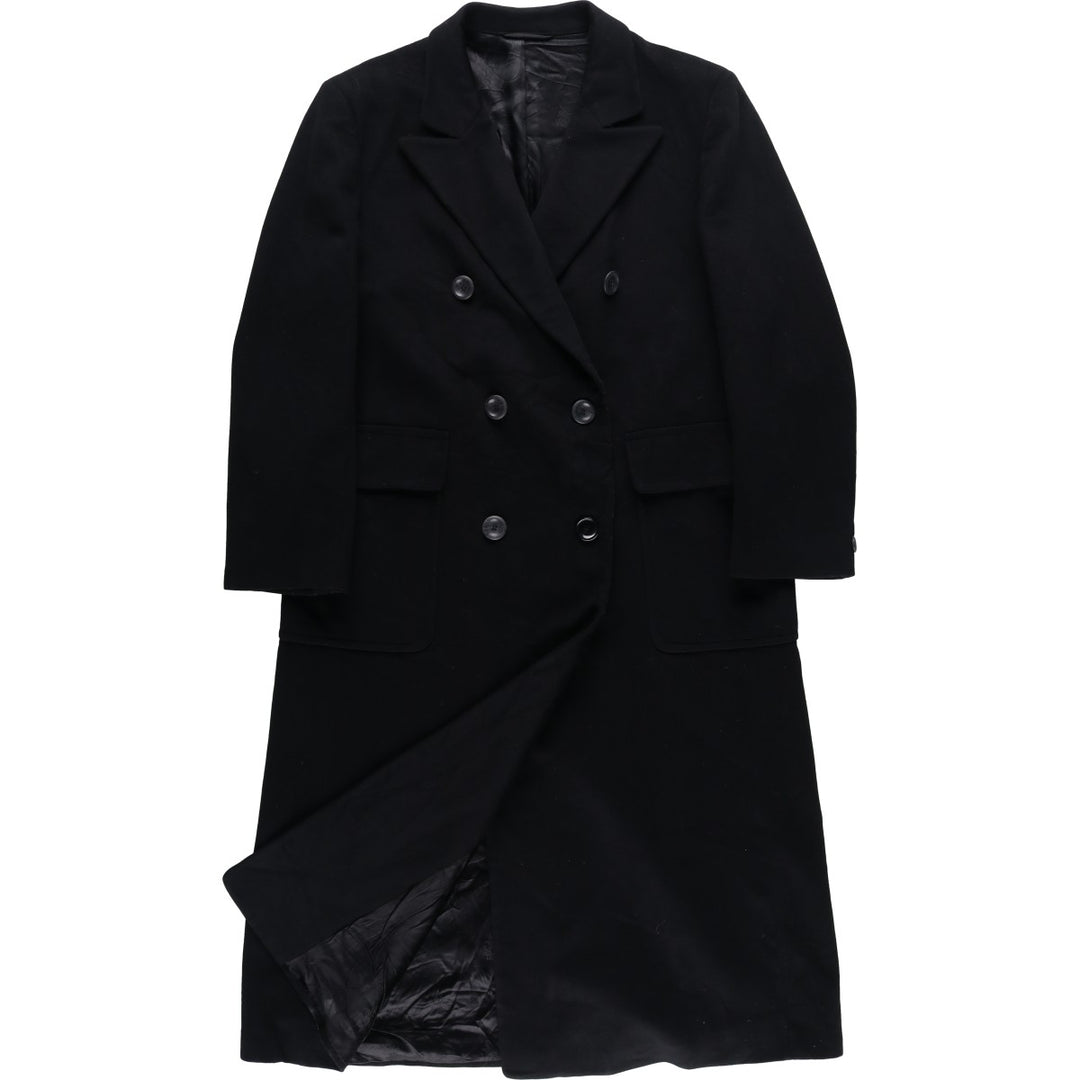 Burberry's double-breasted peak lapel cashmere-blend wool long coat, size L wool black type Vintage Second Hand