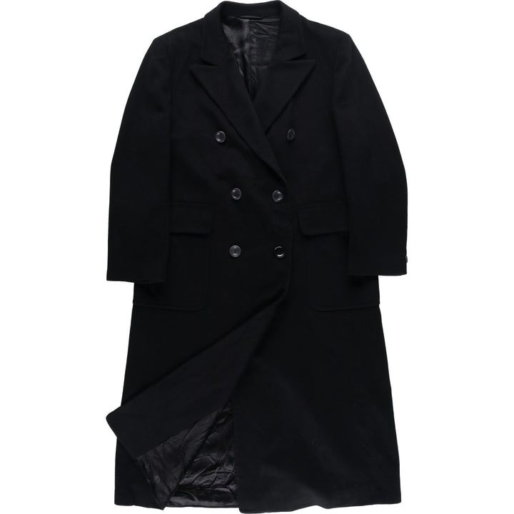 Burberry's double-breasted peak lapel cashmere-blend wool long coat, size L wool black type Vintage Second Hand