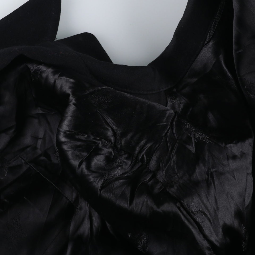 Burberry's double-breasted peak lapel cashmere-blend wool long coat, size L wool black type Vintage Second Hand