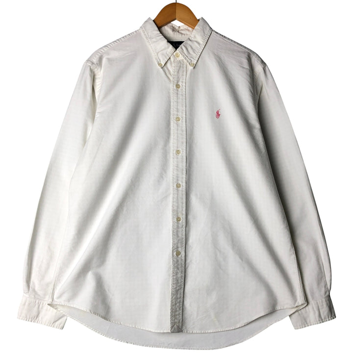 Ralph Lauren CUSTOM FIT long sleeve button down check shirt men's XL size cotton ivory Vintage Second Hand