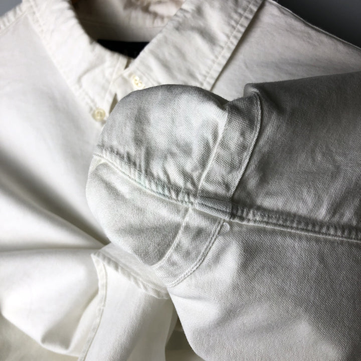 Ralph Lauren CUSTOM FIT long sleeve button down check shirt men's XL size cotton ivory Vintage Second Hand