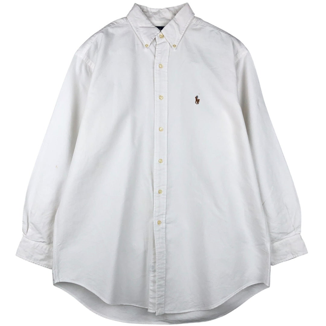 Ralph Lauren YARMOUTH long sleeve button down shirt, men's size L cotton white type Vintage Second Hand