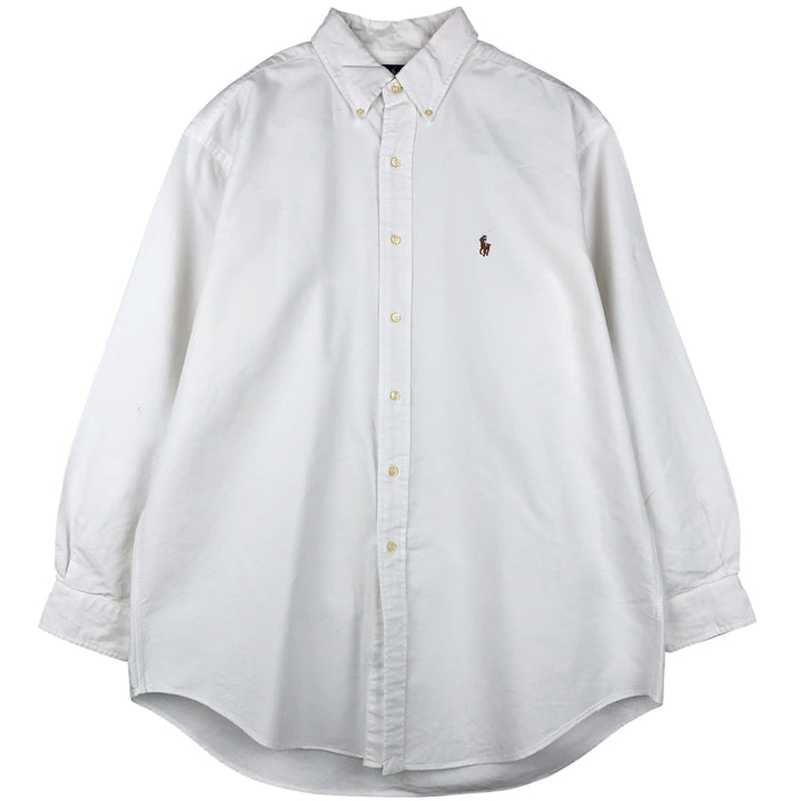 Ralph Lauren YARMOUTH long sleeve button down shirt, men's size L cotton white type Vintage Second Hand