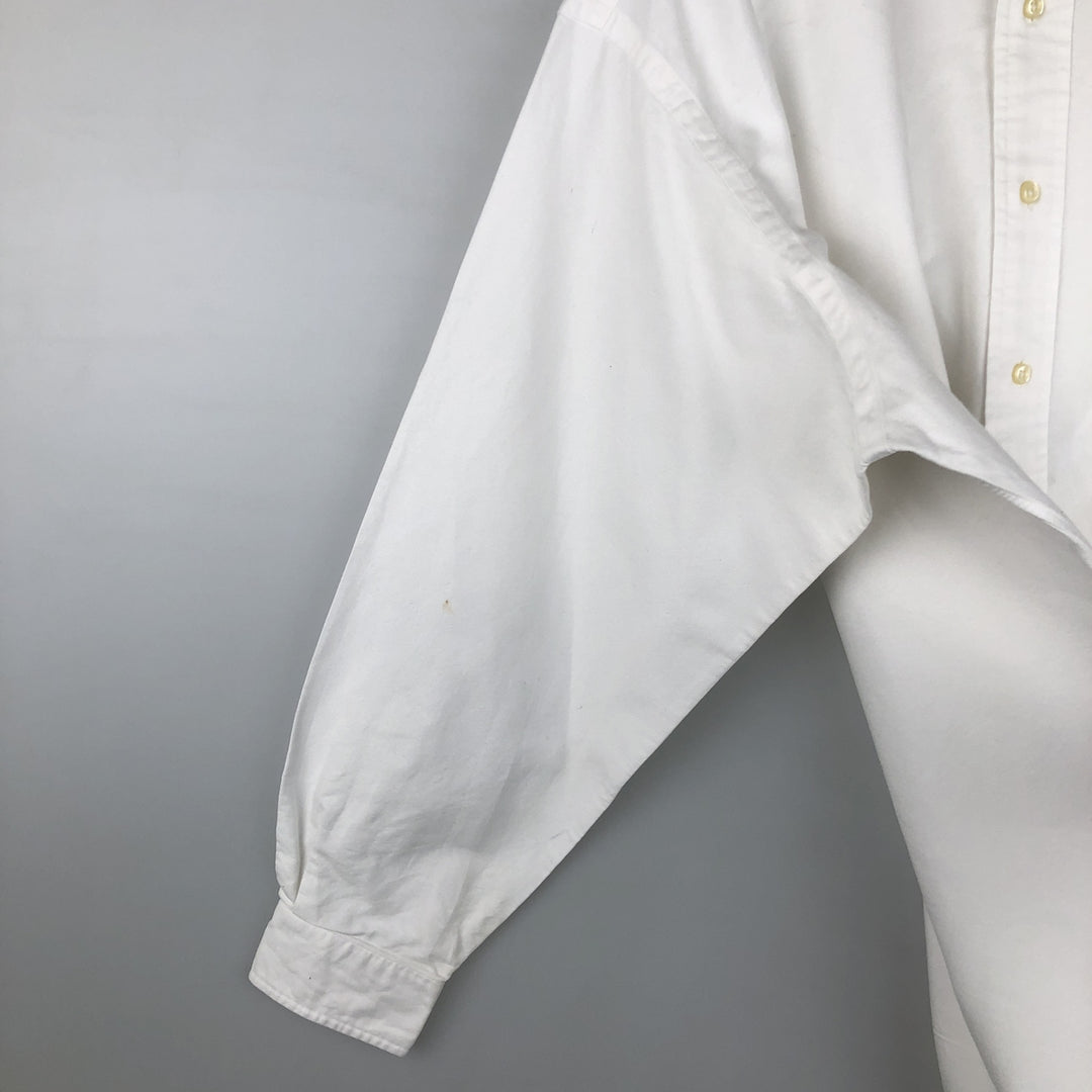 Ralph Lauren YARMOUTH long sleeve button down shirt, men's size L cotton white type Vintage Second Hand