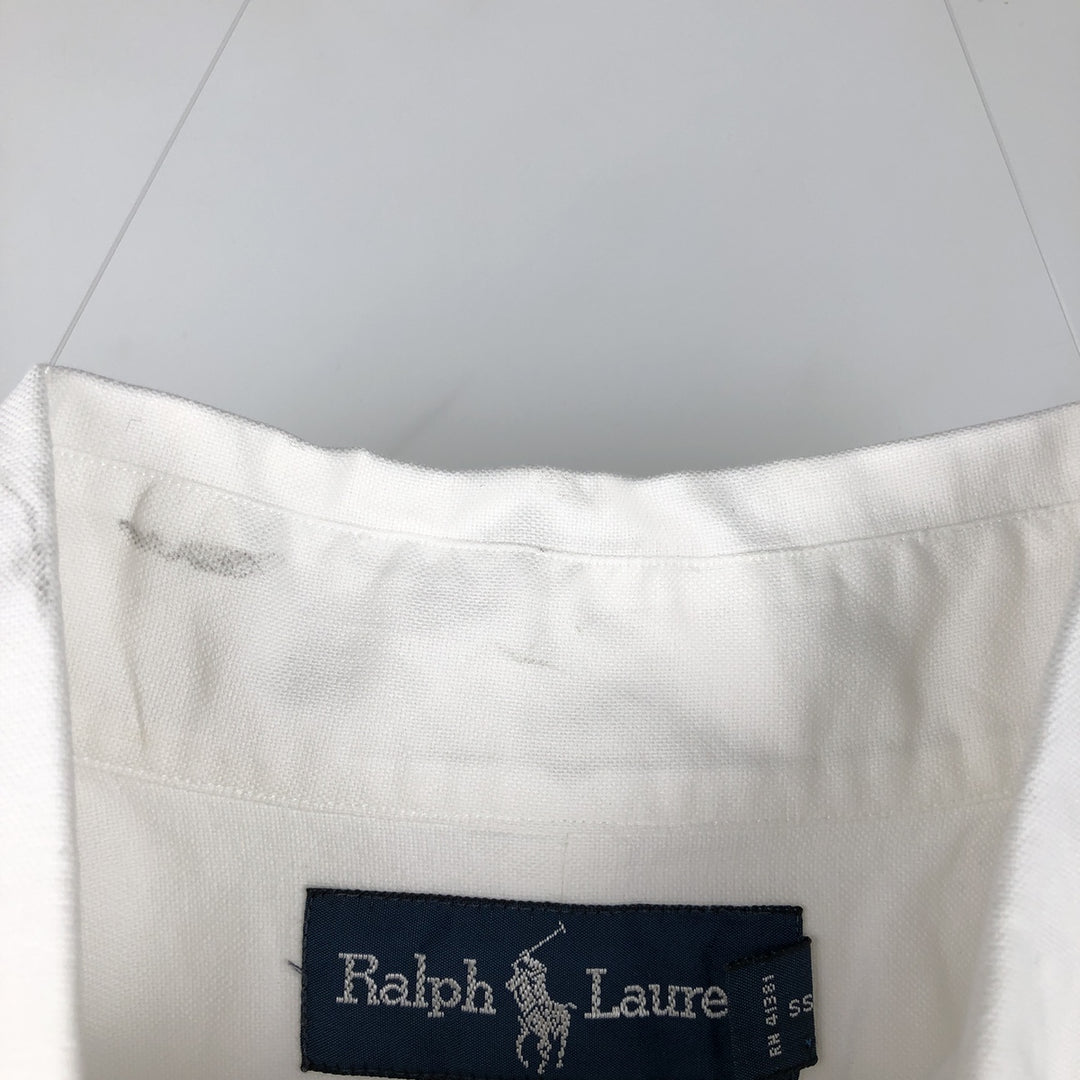 Ralph Lauren YARMOUTH long sleeve button down shirt, men's size L cotton white type Vintage Second Hand