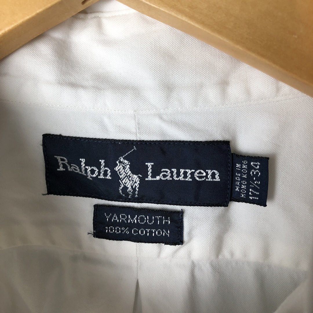 Ralph Lauren YARMOUTH long sleeve button down shirt, men's XL size cotton white type Vintage Second Hand
