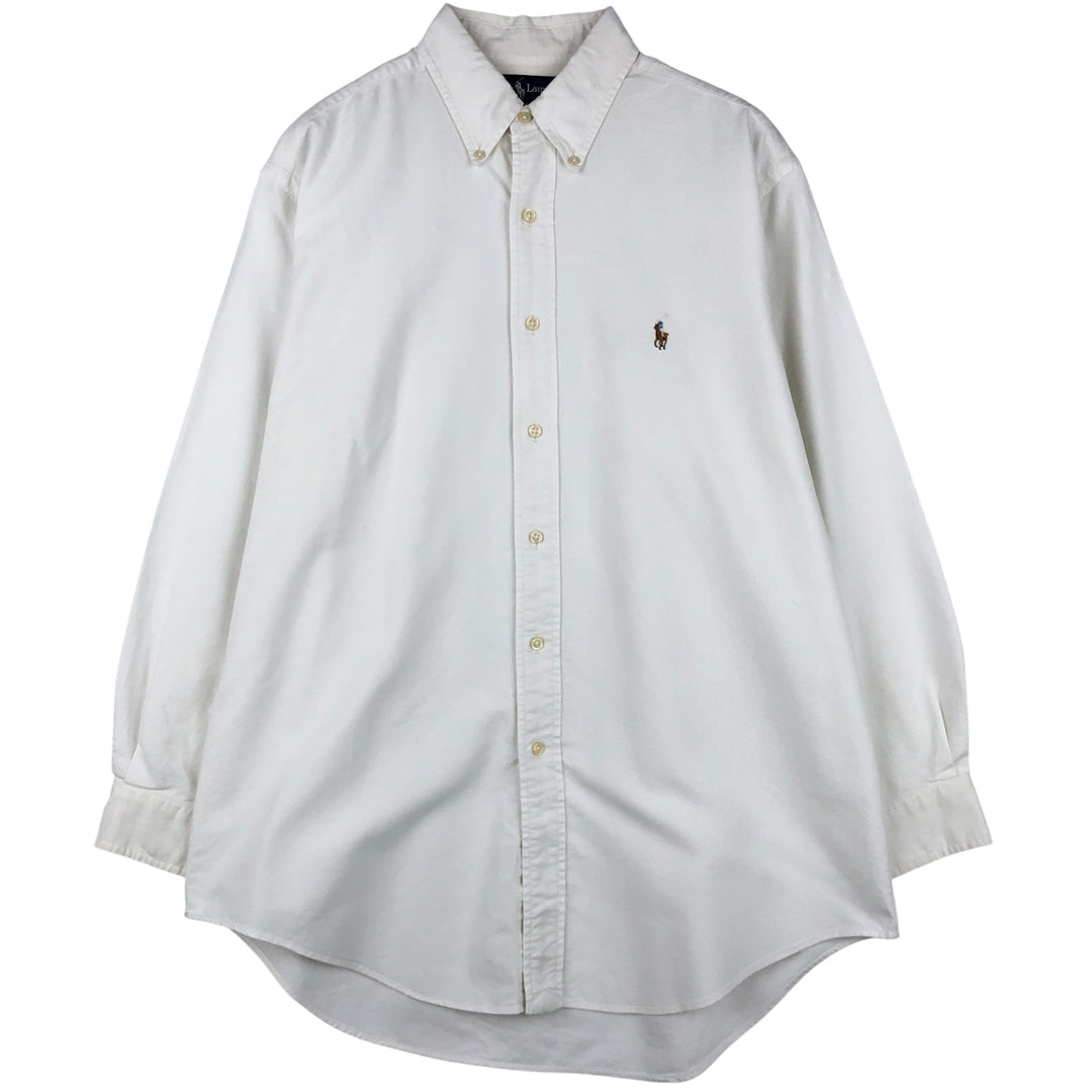 Ralph Lauren YARMOUTH long sleeve button down shirt, men's size M cotton ivory Vintage Second Hand