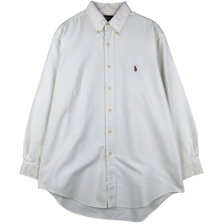 Ralph Lauren YARMOUTH long sleeve button down shirt, men's size M cotton ivory Vintage Second Hand