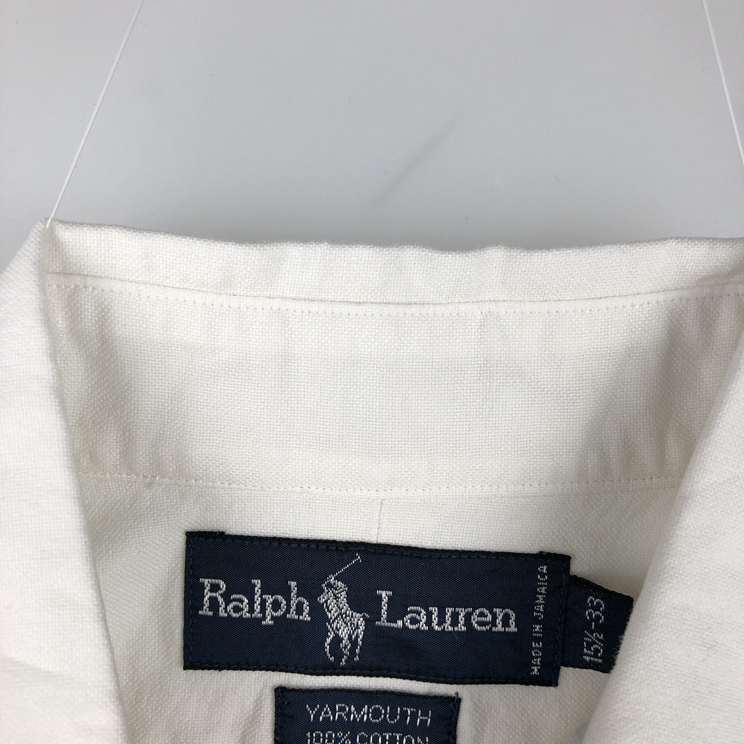 Ralph Lauren YARMOUTH long sleeve button down shirt, men's size M cotton ivory Vintage Second Hand