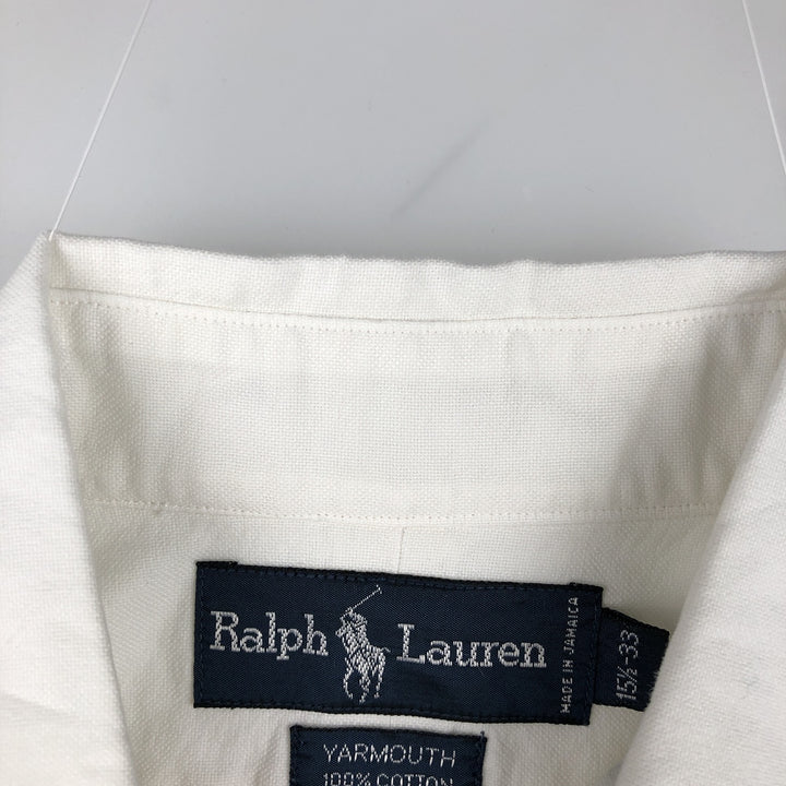 Ralph Lauren YARMOUTH long sleeve button down shirt, men's size M cotton ivory Vintage Second Hand