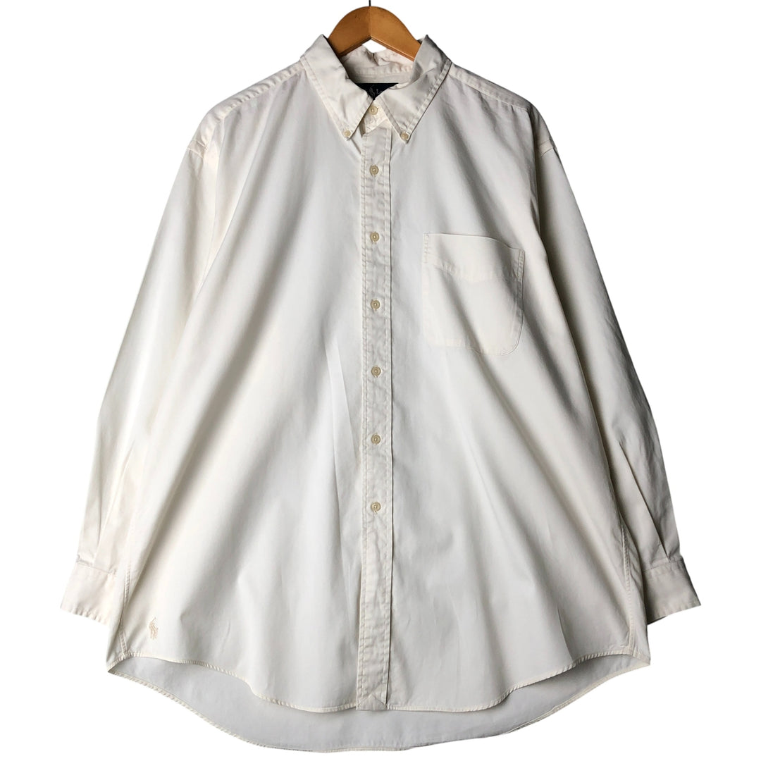 Ralph Lauren YARMOUTH long sleeve button down shirt, men's XL size cotton ivory Vintage Second Hand