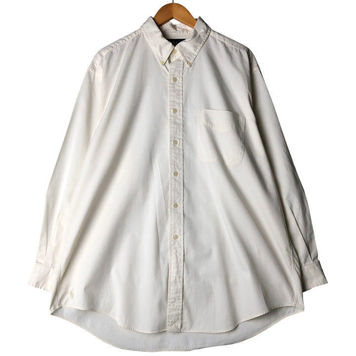 Ralph Lauren YARMOUTH long sleeve button down shirt, men's XL size cotton ivory Vintage Second Hand