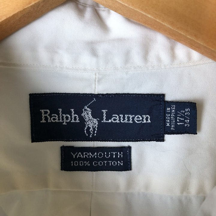 Ralph Lauren YARMOUTH long sleeve button down shirt, men's XL size cotton ivory Vintage Second Hand