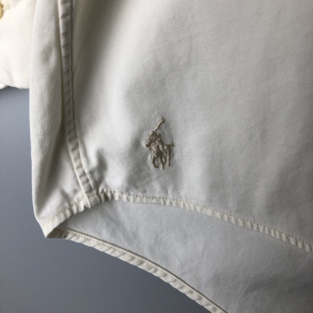 Ralph Lauren YARMOUTH long sleeve button down shirt, men's XL size cotton ivory Vintage Second Hand