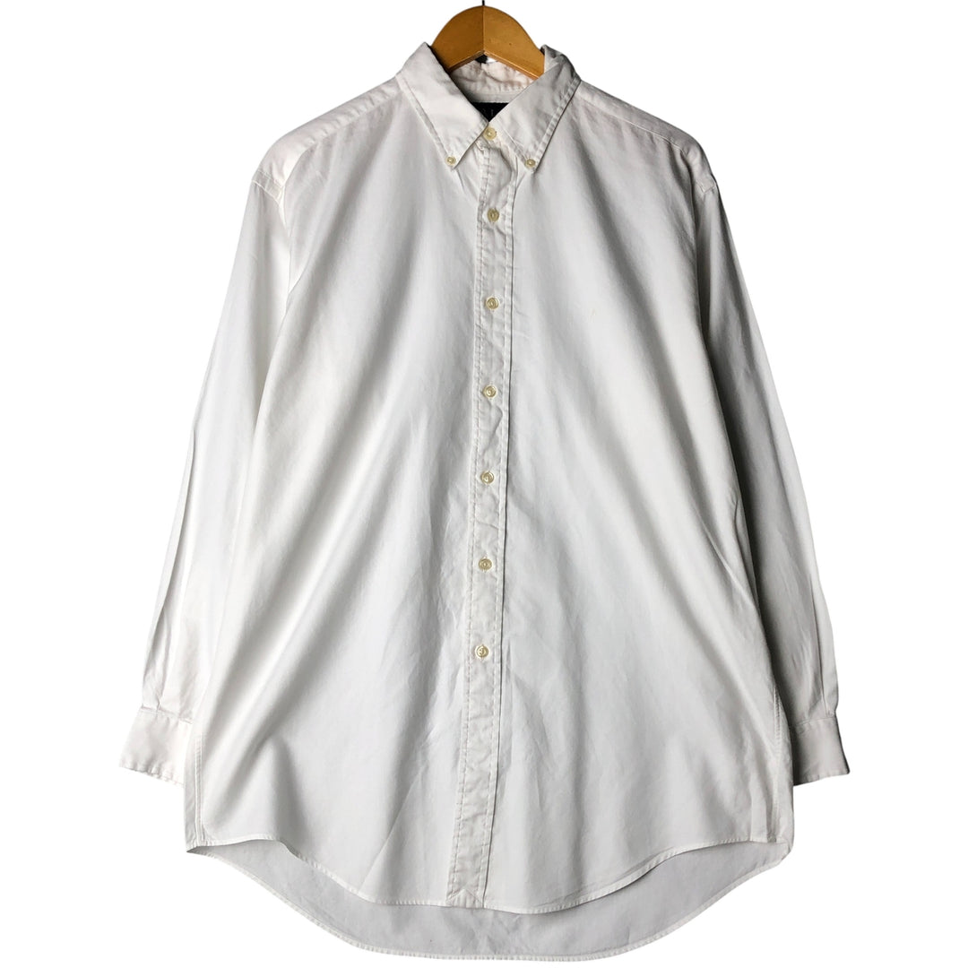 Ralph Lauren YARMOUTH herringbone long-sleeved button-down shirt, men's size L cotton white type Vintage Second Hand