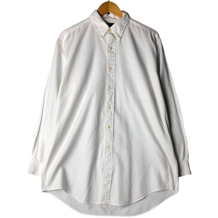Ralph Lauren YARMOUTH herringbone long-sleeved button-down shirt, men's size L cotton white type Vintage Second Hand