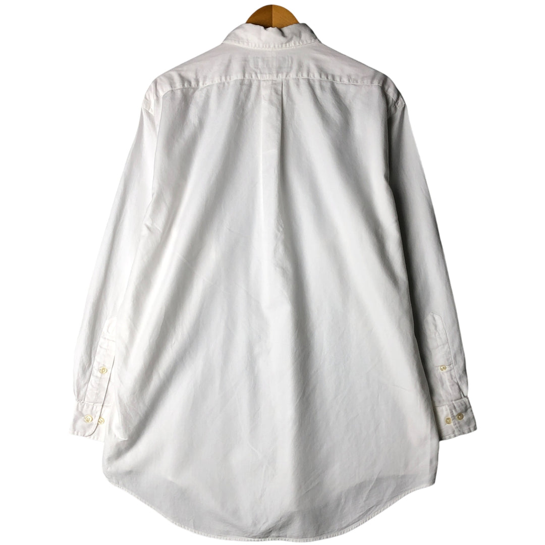 Ralph Lauren YARMOUTH herringbone long-sleeved button-down shirt, men's size L cotton white type Vintage Second Hand