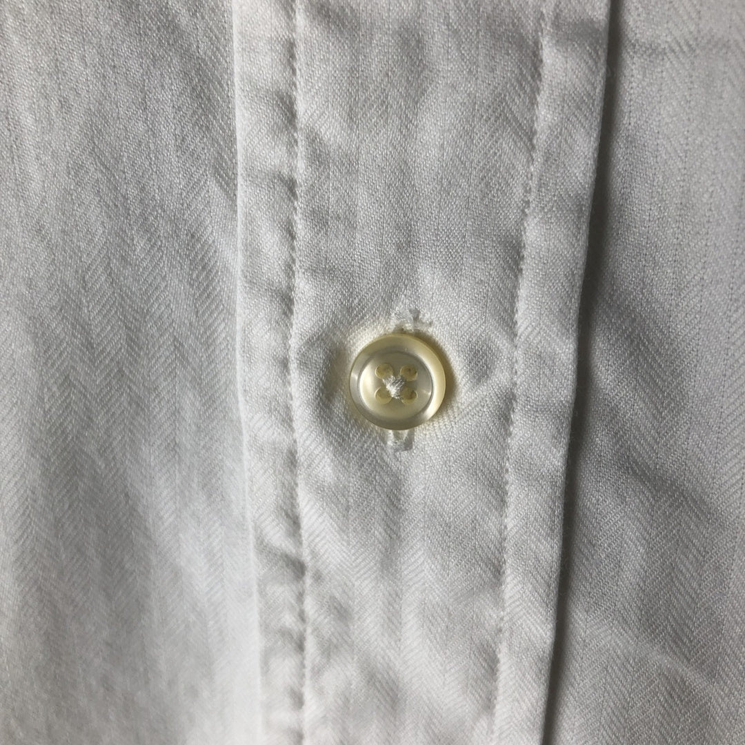 Ralph Lauren YARMOUTH herringbone long-sleeved button-down shirt, men's size L cotton white type Vintage Second Hand