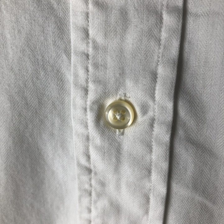 Ralph Lauren YARMOUTH herringbone long-sleeved button-down shirt, men's size L cotton white type Vintage Second Hand