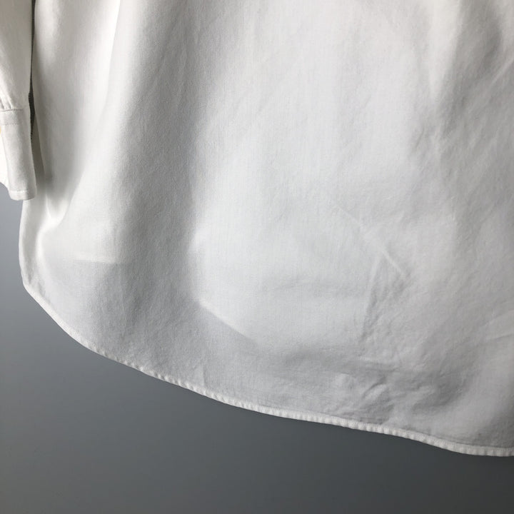 Ralph Lauren YARMOUTH herringbone long-sleeved button-down shirt, men's size L cotton white type Vintage Second Hand