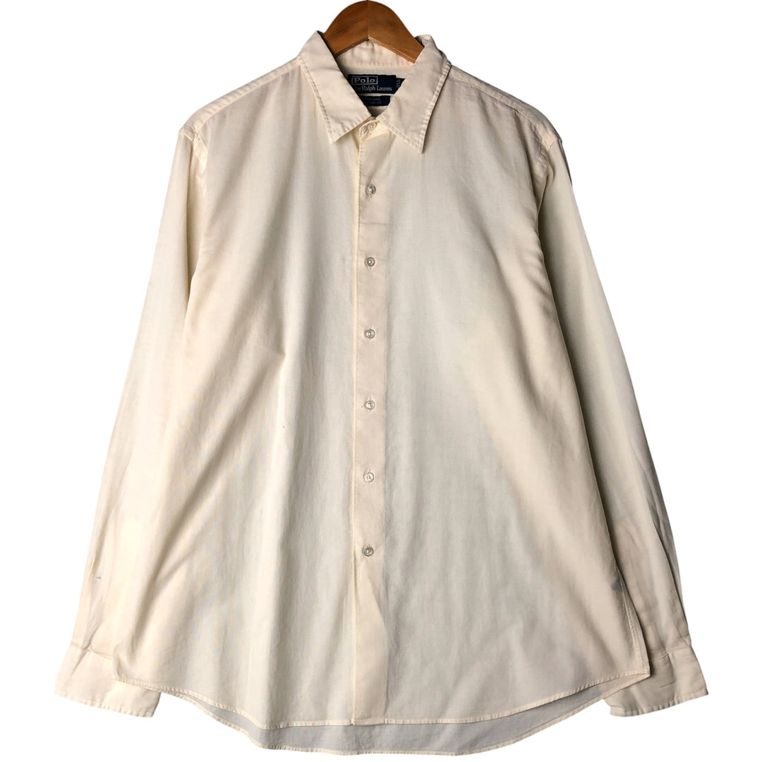 Ralph Lauren POLO by Ralph Lauren MARLOWE CUSTOM FIT long-sleeved cotton sheer shirt, men's size XL cotton ivory Vintage Second Hand