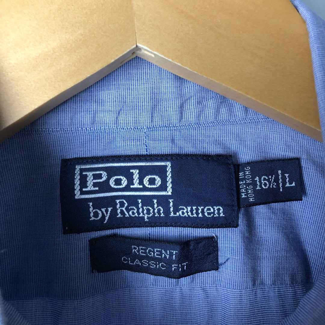 Ralph Lauren POLO by Ralph Lauren REGENT CLASSIC FIT long sleeve cotton shirt, men's size L cotton blue type Vintage Second Hand