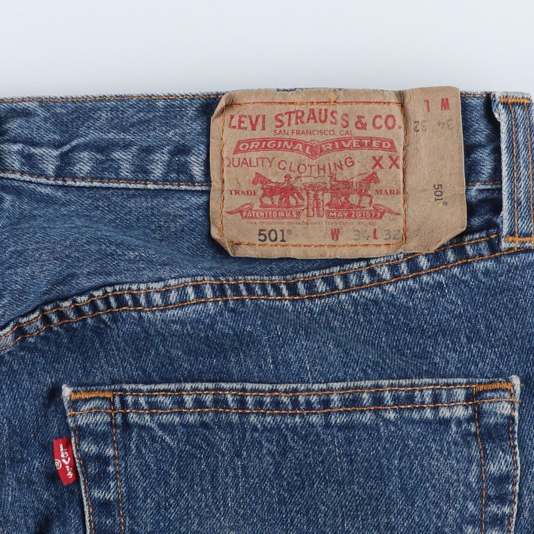 Levi's 501 Euro model straight denim pants for men, size W34 cotton blue type Vintage Second Hand