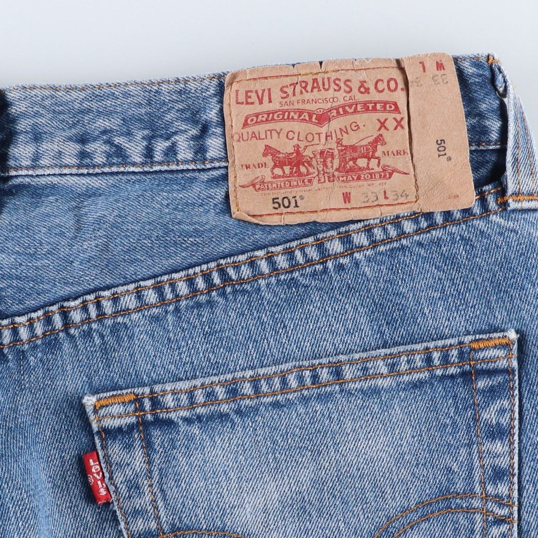 Levi's 501 Euro model straight denim pants for men, size W34 cotton blue type Vintage Second Hand