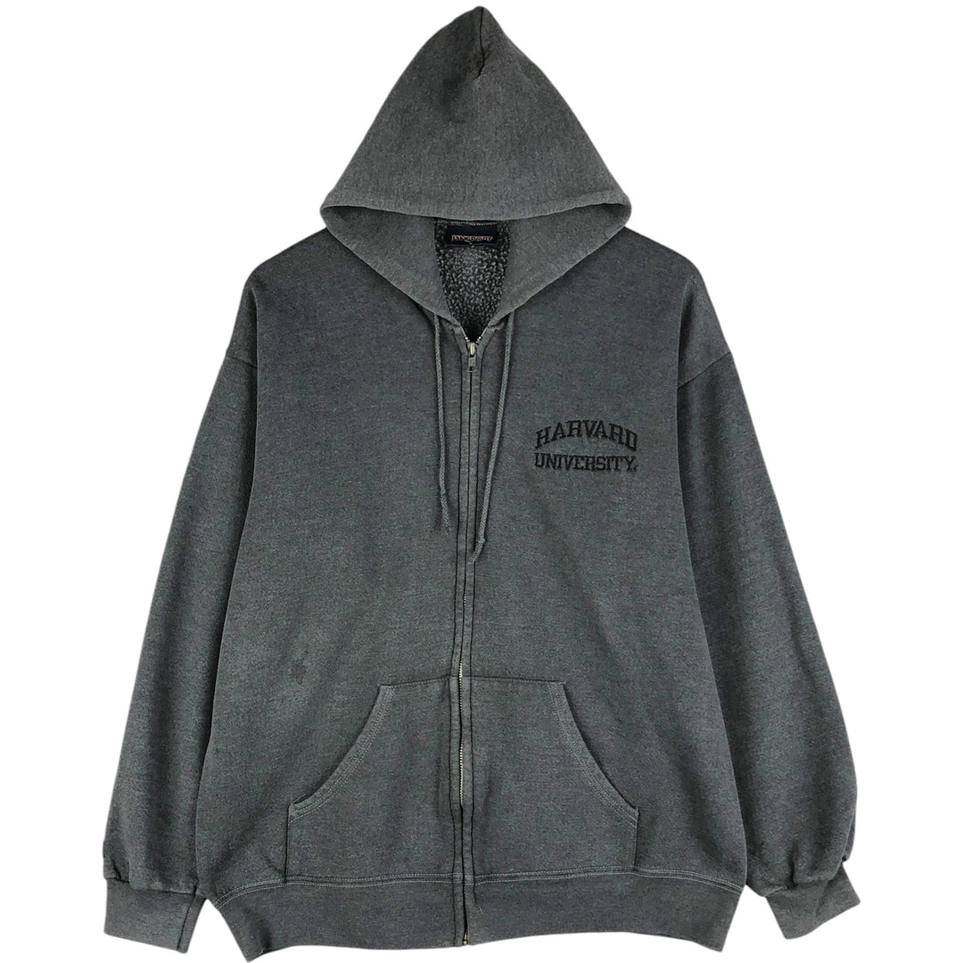Jansport Harvard University College Sweatshirt Full-Zip Hoodie, Men's Size L unclear Charcoal Vintage Second Hand