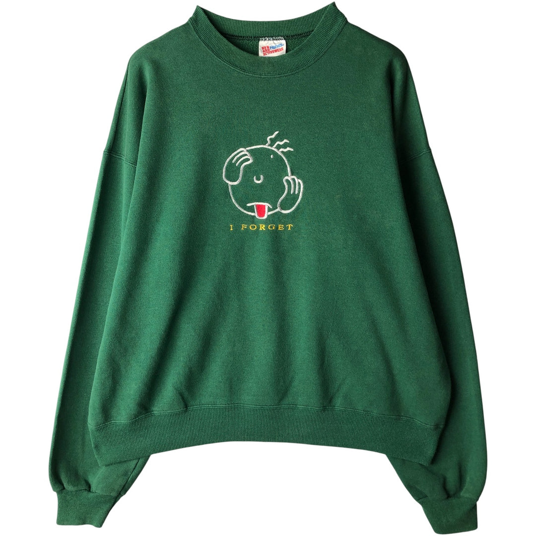 2000'S Hanes sweatshirt, men's size XL cotton Green type dark green Vintage Second Hand