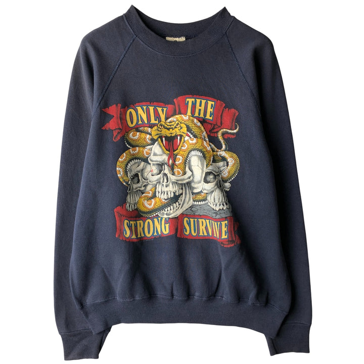 90'S Lee snake print sweatshirt with python and skull print, made in the USA, size L. unclear navy blue type Vintage Second Hand