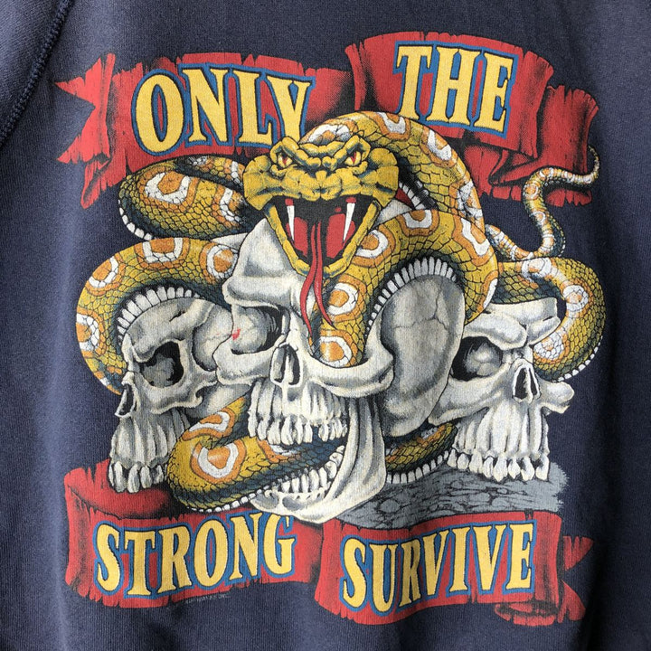 90'S Lee snake print sweatshirt with python and skull print, made in the USA, size L. unclear navy blue type Vintage Second Hand