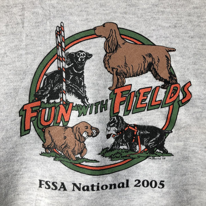 2000'S Lee Dog Print Sweatshirt, Men's Size L cotton gray type Vintage Second Hand