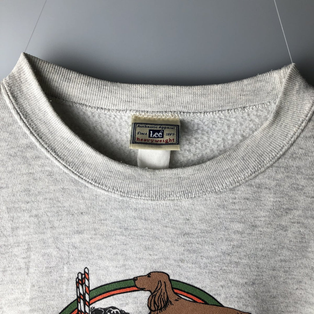 2000'S Lee Dog Print Sweatshirt, Men's Size L cotton gray type Vintage Second Hand