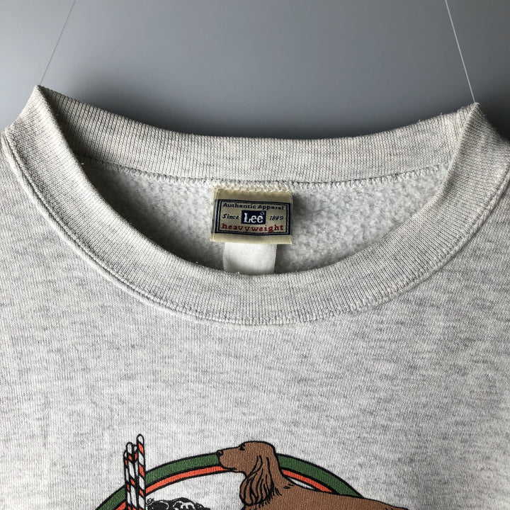 2000'S Lee Dog Print Sweatshirt, Men's Size L cotton gray type Vintage Second Hand