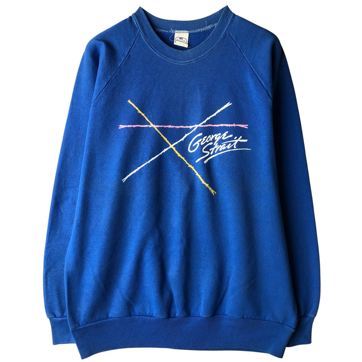 Vintage 1980'S Anvil printed sweatshirt, made in the USA, men's size XL cotton blue type Vintage Second Hand
