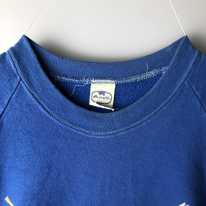 Vintage 1980'S Anvil printed sweatshirt, made in the USA, men's size XL cotton blue type Vintage Second Hand