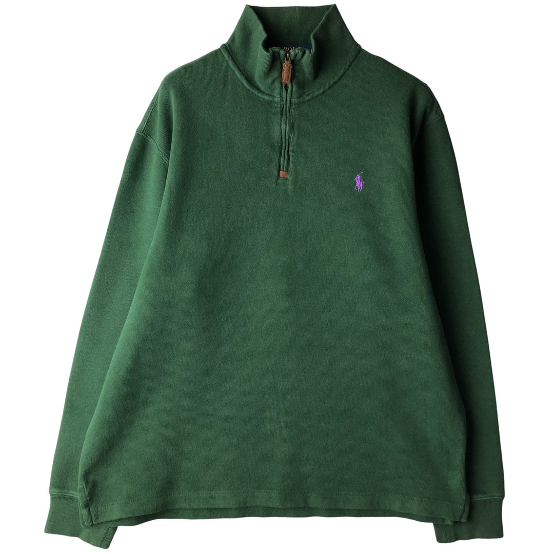 Ralph Lauren POLO RALPH LAUREN Half-zip sweatshirt, sweatshirt, men's size L cotton Green type dark green Vintage Second Hand