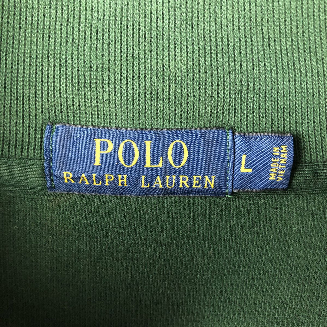 Ralph Lauren POLO RALPH LAUREN Half-zip sweatshirt, sweatshirt, men's size L cotton Green type dark green Vintage Second Hand