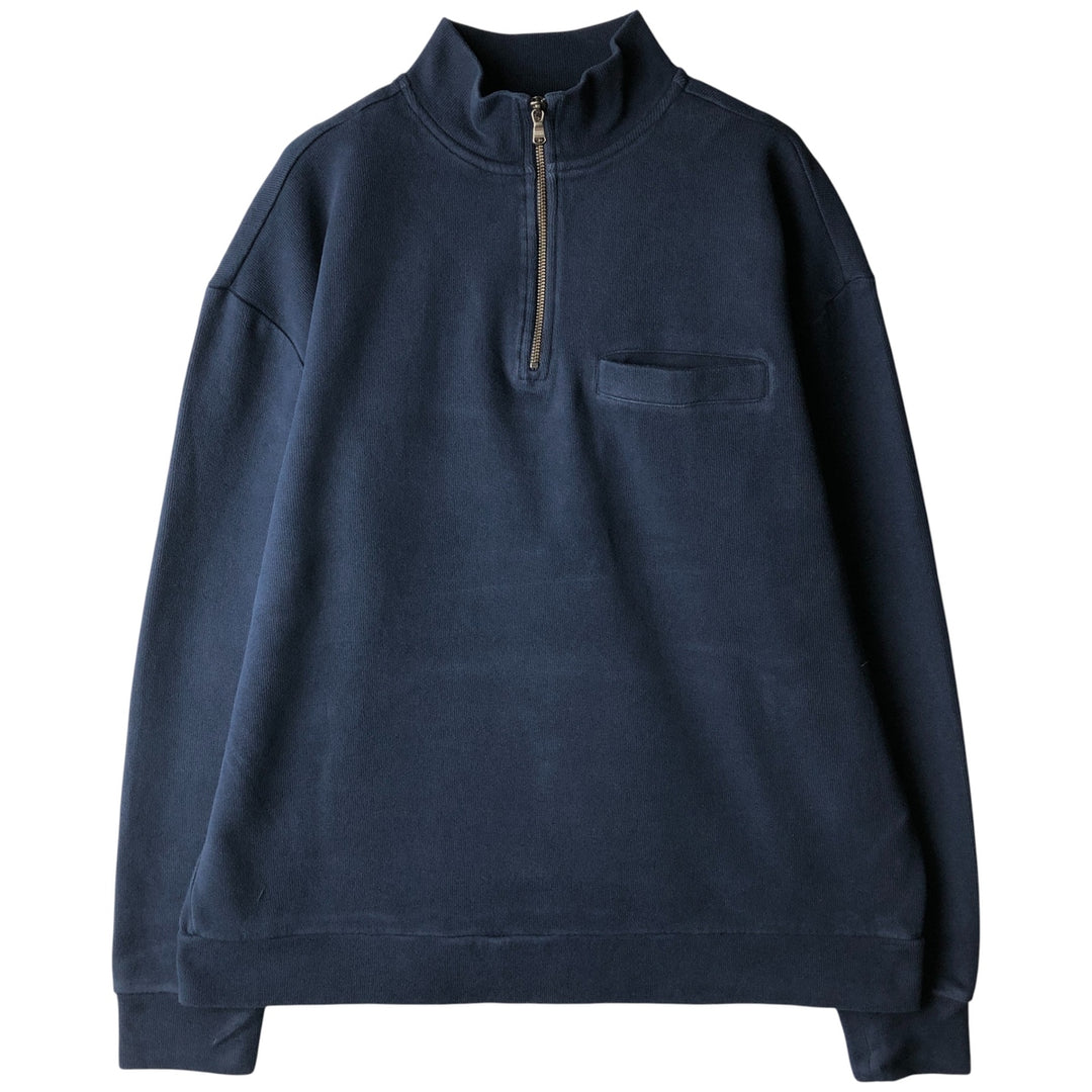 Banana Republic Half-Zip Sweatshirt, Men's XL cotton Navy blue Vintage Second Hand