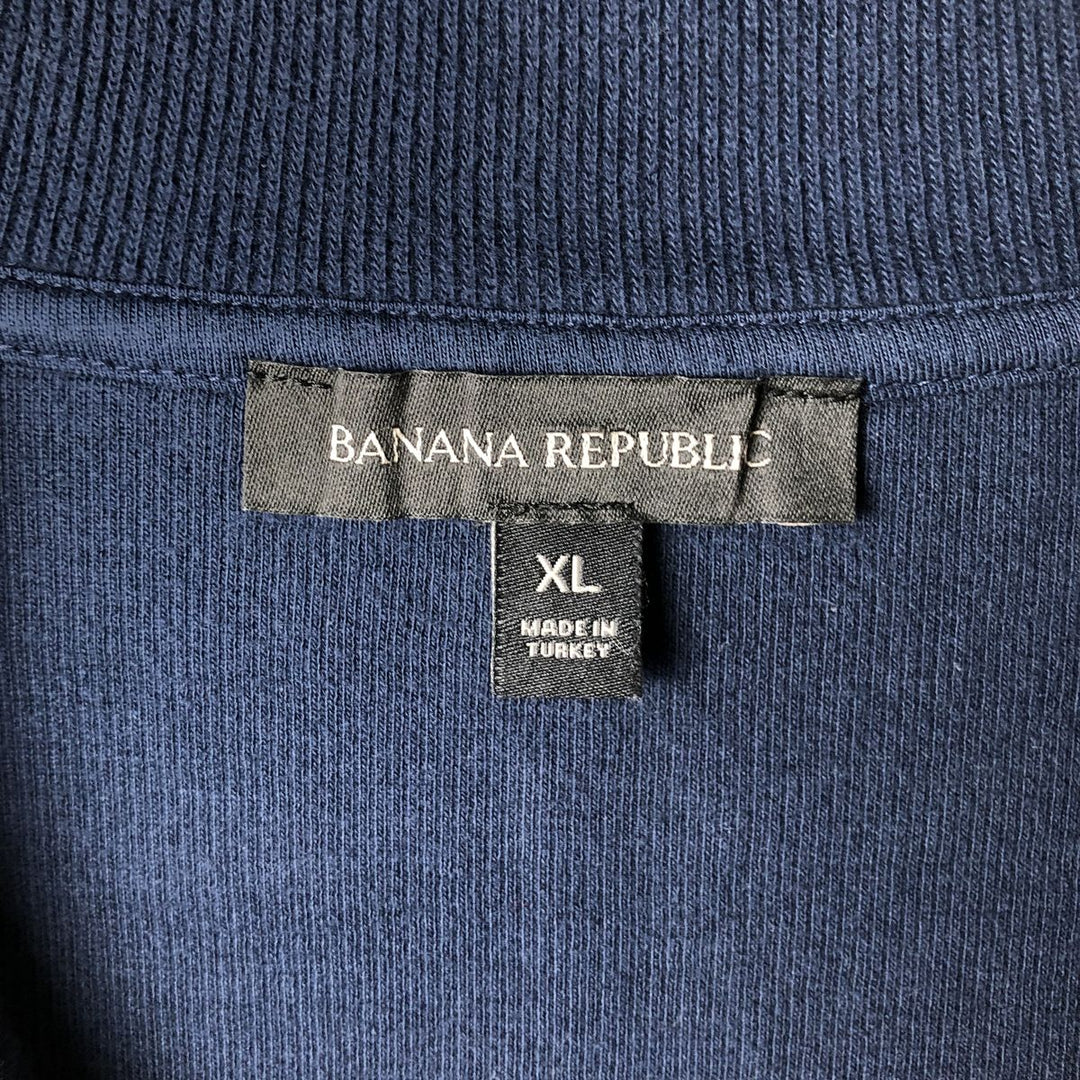 Banana Republic Half-Zip Sweatshirt, Men's XL cotton Navy blue Vintage Second Hand