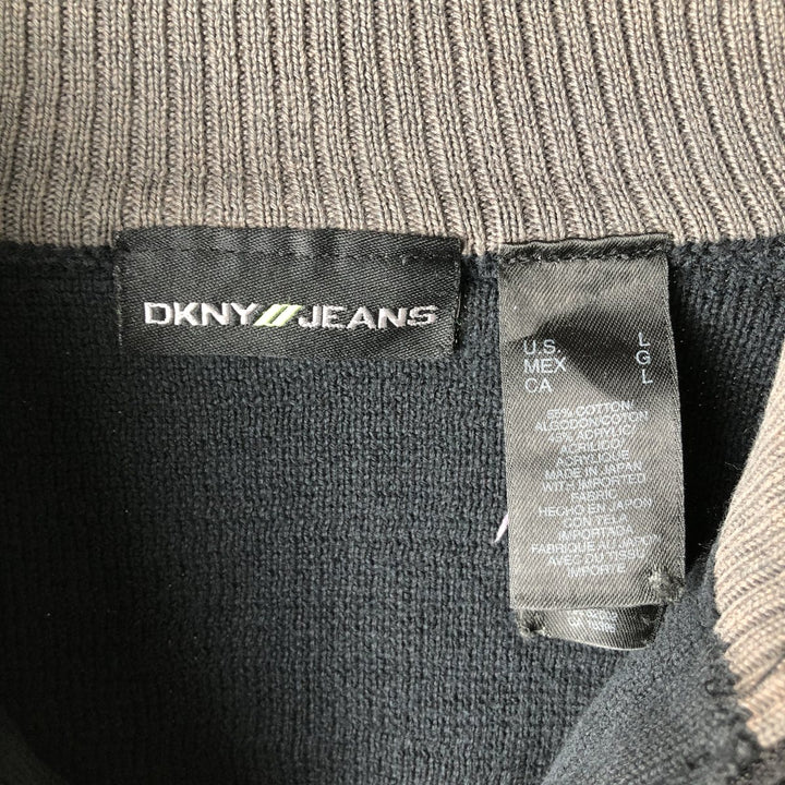 DKNY JEANS Half-Zip Sweatshirt, Men's Size L cotton black type Vintage Second Hand
