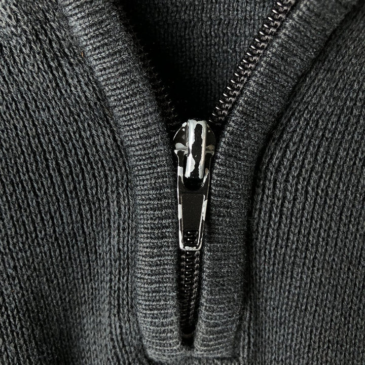 DKNY JEANS Half-Zip Sweatshirt, Men's Size L cotton black type Vintage Second Hand