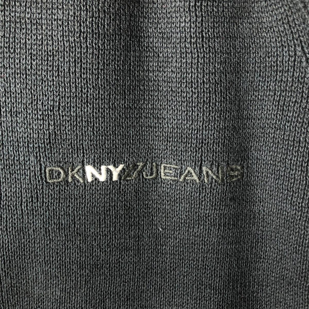 DKNY JEANS Half-Zip Sweatshirt, Men's Size L cotton black type Vintage Second Hand