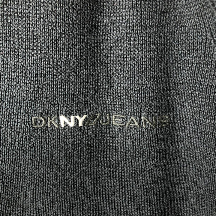 DKNY JEANS Half-Zip Sweatshirt, Men's Size L cotton black type Vintage Second Hand