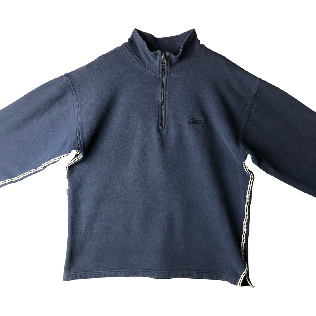 Vintage 90'S Reebok Half-Zip Sweatshirt, Men's Size L cotton Blue type light blue Vintage Second Hand