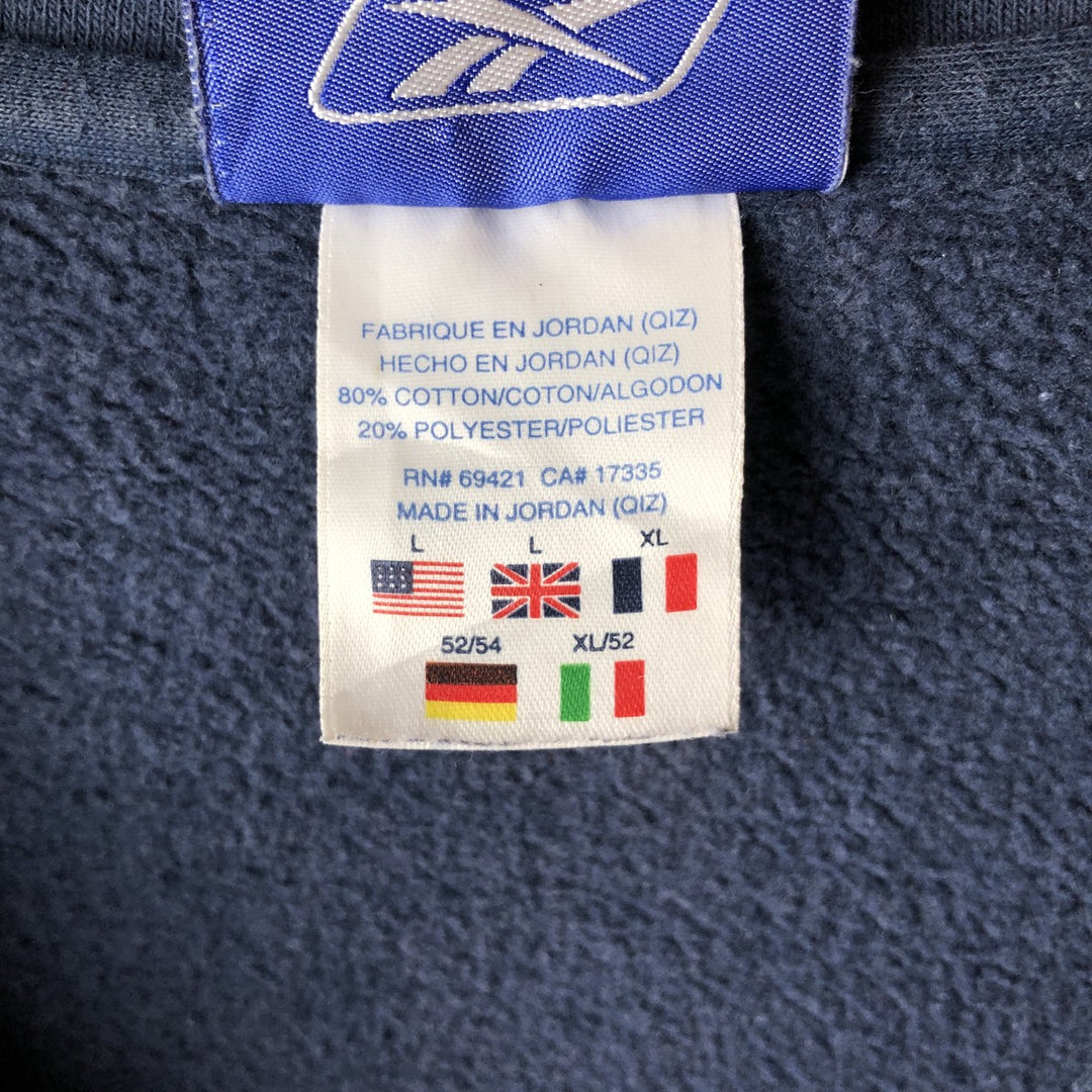 Vintage 90'S Reebok Half-Zip Sweatshirt, Men's Size L cotton Blue type light blue Vintage Second Hand