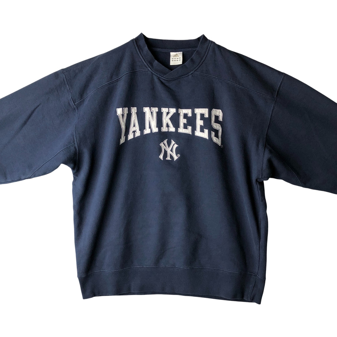 Adidas MLB New York Yankees V-neck logo sweatshirt, men's size L cotton navy blue type Vintage Second Hand
