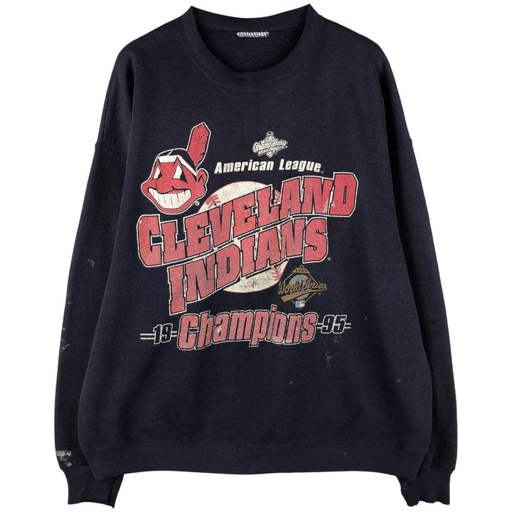 Vintage MLB Cleveland Indians print sweatshirt, size XL, men's unclear navy blue type Vintage Second Hand