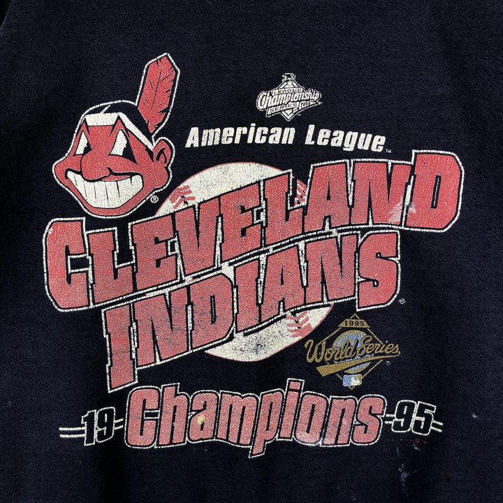 Vintage MLB Cleveland Indians print sweatshirt, size XL, men's unclear navy blue type Vintage Second Hand